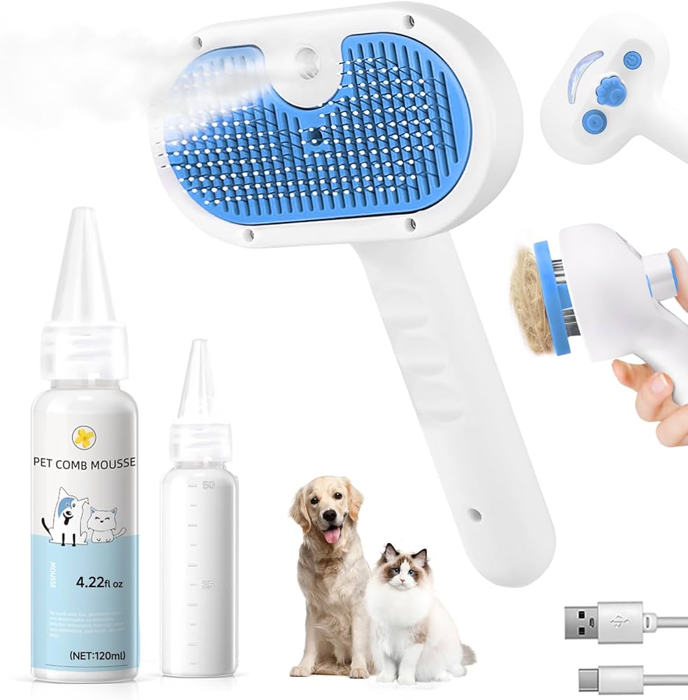 SteamGroom™ 3-in-1 Steam Brush for Dogs & Cats – Self-Cleaning Spray Comb