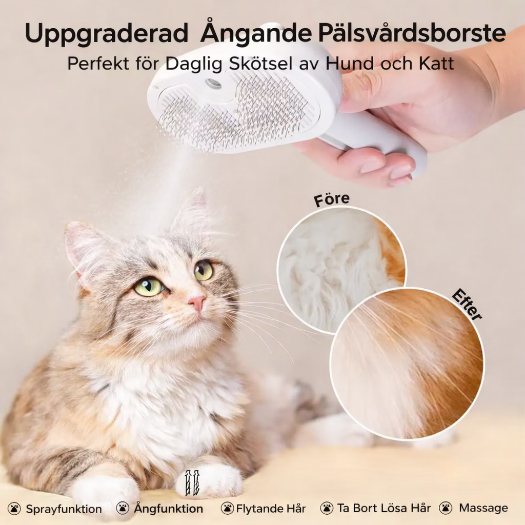 SteamGroom™ 3-in-1 Steam Brush for Dogs & Cats – Self-Cleaning Spray Comb