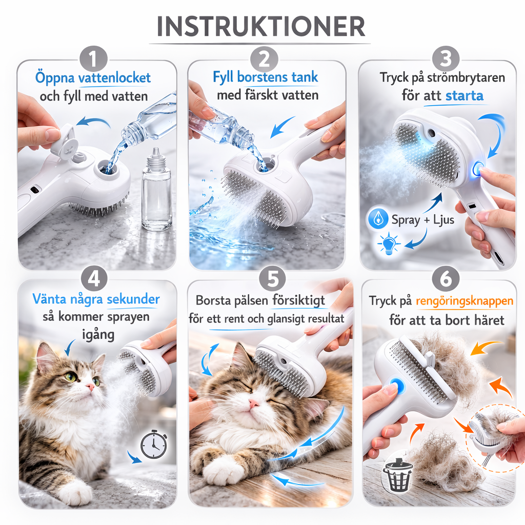 SteamGroom™ 3-in-1 Steam Brush for Dogs & Cats – Self-Cleaning Spray Comb