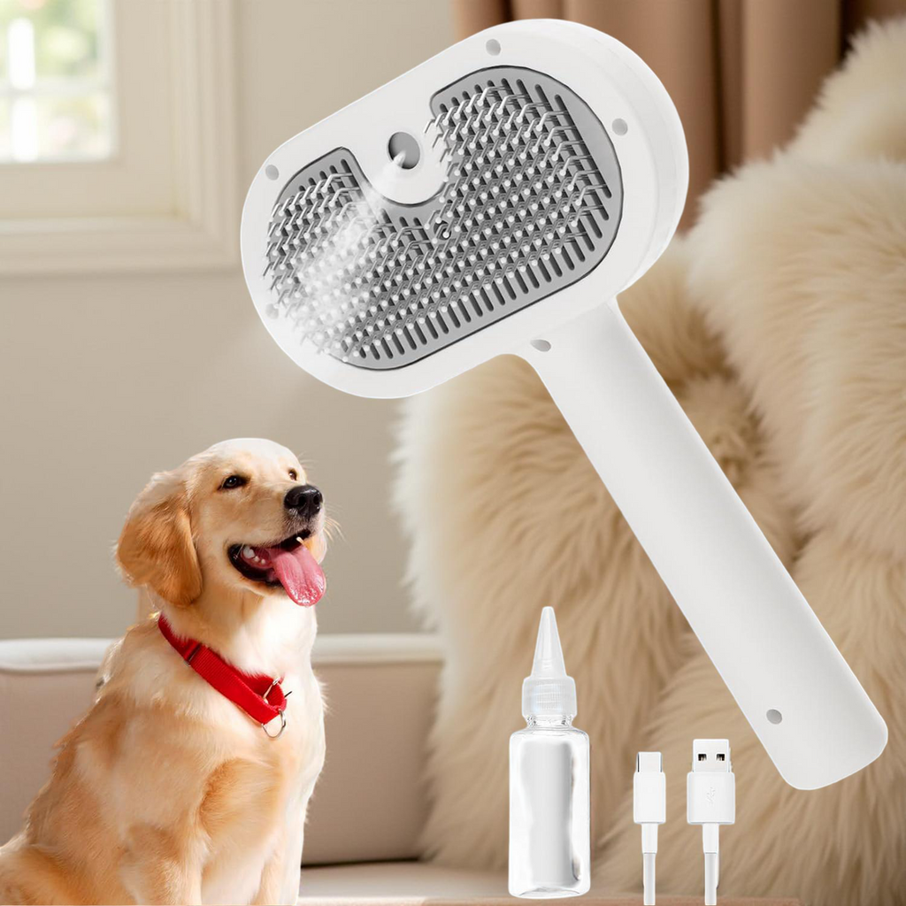 SteamGroom™ 3-in-1 Steam Brush for Dogs & Cats – Self-Cleaning Spray Comb